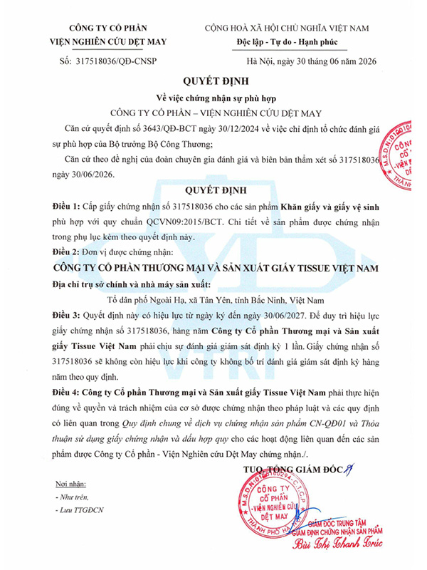 Công Ty CP Thương Mại Và Sản Xuất Giấy Tissue Việt Nam